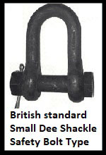 British standard small d shackle safety bolt type